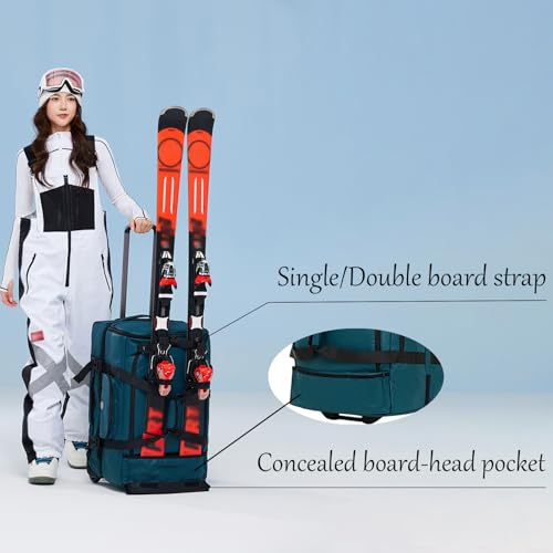 Maleta de esquí impermeable con ruedas para evitar cargas pesadas en nieve 6