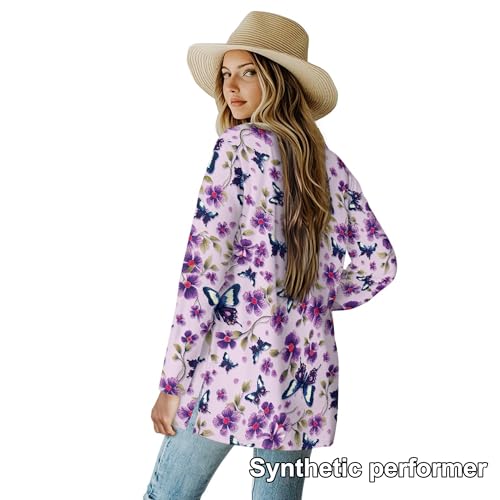 Image of Cardigan Sweaters for Women Long Sleeve Cardigan Soft Drape Open Front Fall Dusters V-Neck Jackets Dressy Loose Coat