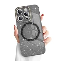 Newseego Custodia Per IPhone 15 Plus Con Glitter Viola - Cover Rigida Trasparente Antiurto, Compatibile MagSafe, Protezione Fotocamera, Scintillante Per Ragazze