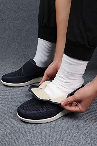 Zumeijia Men's Diabetic Elderly Shoes Large Size Plus Fertilizer Widening Shoes Adjustable Foot Swelling Shoes Non-Slip Double Insole Air Cushion Bottom Walking Shoes Blue 10 #TOP5