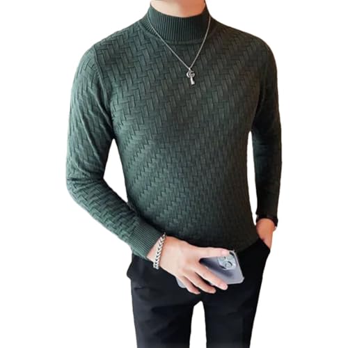 Men Harajuku Sweater Turtleneck Pullovers Plaid Thick Warm Pull Sweaters