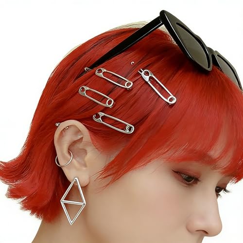 Gothic Hair Pin Set 20 Pack Alt Hair Accessories for Goth Style Alloy Safety Pin Shape Hairpin Hairdressing Tool Hair Accessories