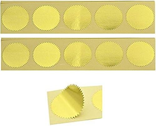 UNIQOOO 100pcs Gold Embossed Foil Blank Certificate Self-Adhesive Sealing Stickers - Perfect for Invitations, Certification, Graduation, Notary Seals, Corporate Seals, and Personalized Monogram Emboss