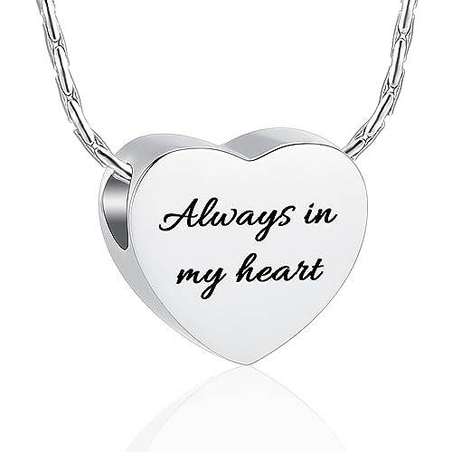 constantlife Cremation Jewelry for Ashes - Heart Pendant Memorial Urn Necklace Ashes Holder Stainless Steel Personalized Customization Keepsake