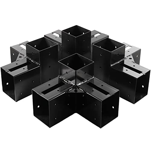 Anman 3-Way Right Angle Corner Wood Brackets(Alloy Steel) With Screws For 4X4 (Actual: 3.5X3.5), Diy Beams Pergola Gazebo Bracket-Kit Toja Grid (3 Way Pergola Brackets (4 Pcs)) #TOP1