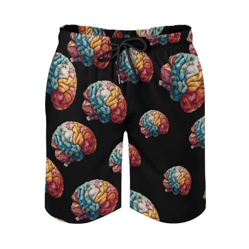 Colorful Brain Mens Swim Trunks Quick Dry Board Shorts Beach Swimwear Bathing Suits2