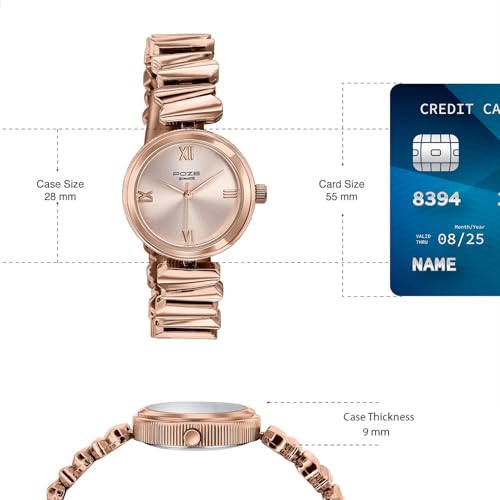 Image of Sonata Poze 8 Quartz Analog with Pink Dial IP Rose Gold Alloy Strap Watch for Women - SP80172WM01W