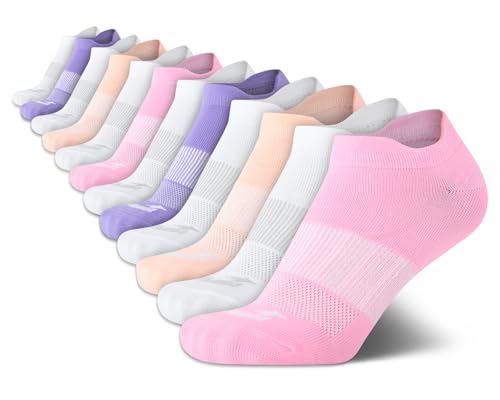 Avia Women No-Show Running Low Cut Socks (12 Pack) Size 4-9 Pink/White/Purple