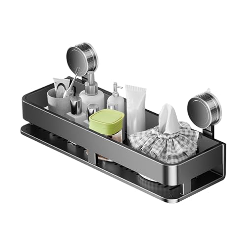 Luieonm Gewürzregal – Schrank-Gewürz-Organizer, Küchenhelfer mit 5 Haken, Saugnapf, Aufbewahrungsregal für Glas, Metall, Speisekammer, Wohnung, Badezimmer, Wohnzimmer, Zuhause