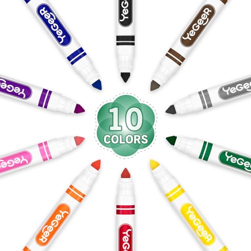 Image of YEGEER 240 Count Washable Markers Bulk - 10 Assorted Colors, Broad Tip Markers for Kids, School and Teacher Classroom Supplies, Perfect for Art and Coloring.(240)