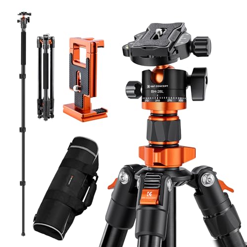 K&F CONCEPT Trépied Appareil Photo Reflex Numérique avec Monopode et Plaque à Dégagement Rapide en Alliage d'Aluminium pour Appareil Photo et Téléphone Portable 158 Cm Sa254M1