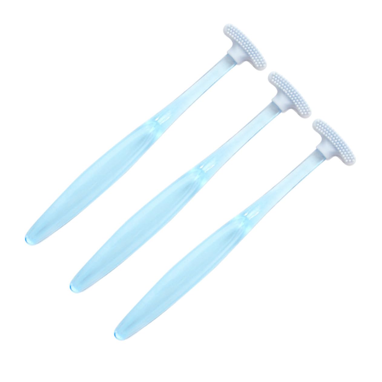 IWOWHERO 3Pcs Portable Oral Care Tool for Bad Breath Practical Coating Brush for Home Travel Use Blue Color