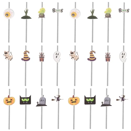 24 pitillos de papel para fiesta temática Halloween miniatura 1