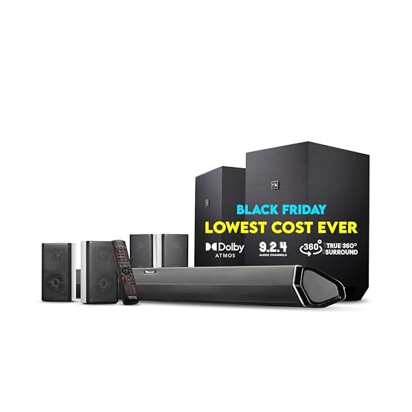 Nakamichi Shockwafe Ultra 9.2.4 Channel 1000W Dolby Atmos/DTS:X Soundbar with Dual 10″ Subwoofers (Wireless) & 4 Rear Surround Speakers. Enjoy Plug and Play Explosive Bass & High End Cinema