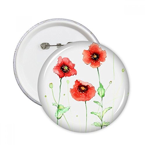 Badge bouton pavot rouge d'aquarelle pour personnaliser vos vestes sacs et vêtements en lot de 5