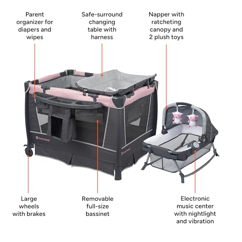 Image of Baby Trend Simply Smart Nursery Center Playard, Dash Pink