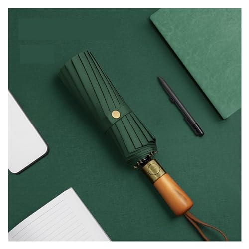 RENEESME Umbrellas For Rain Business Solid Wood Handle Automatic Folding Umbrella 16-rib Reinforced Men's Rain Or Shine Umbrella Strong Umbrella For Wind And Rain(A)