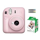 富士フイルム インスタントカメラ チェキ instax mini 12 (ブロッサムピンク, フィルム20枚＆デコペン 計3点セット)