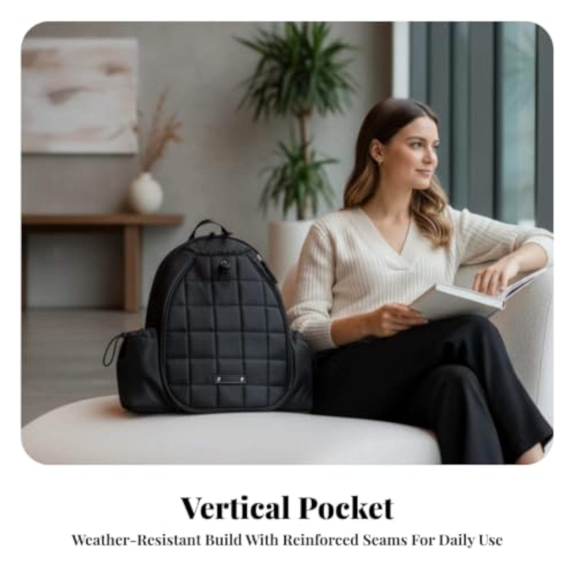 Lightweight Quilted Pickleball Backpack, Compact Design