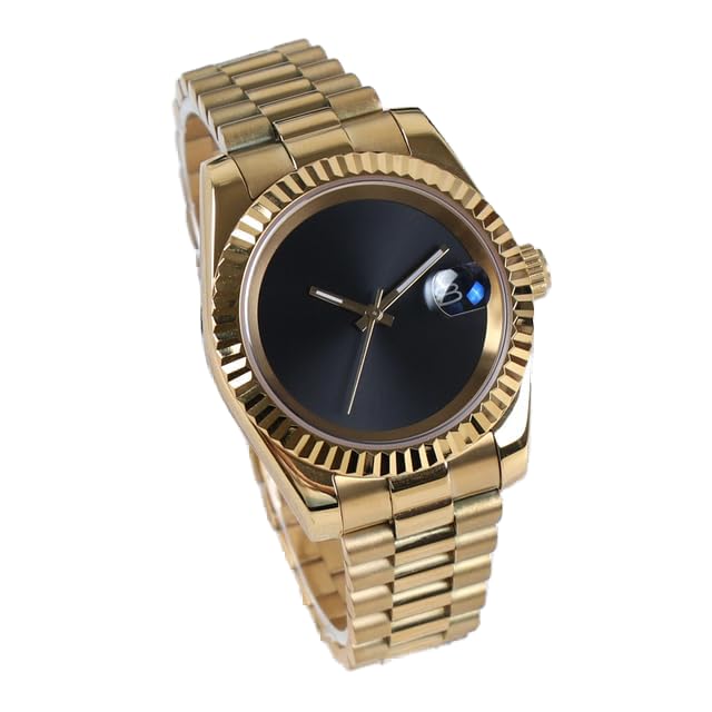 WatchAE - Custom Logo NH35 Watch Luxury Blank NH35Dial Automatic Movement Magnifier Waterproof 36mm/39mm Wristwatch Gold Sliver