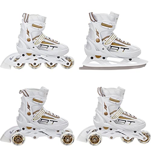Raven - Patines En Línea Patines Patines En Línea Patines De Ruedas Patines De Hielo Profession Blanco Oro Ajustable, 35-39 22,5cm-25cm Raven - Patines En Línea Patines Patines En Línea Patines De Ruedas Patines De Hielo Profession Blanco Oro Ajustable, 35-39 22,5cm-25cm