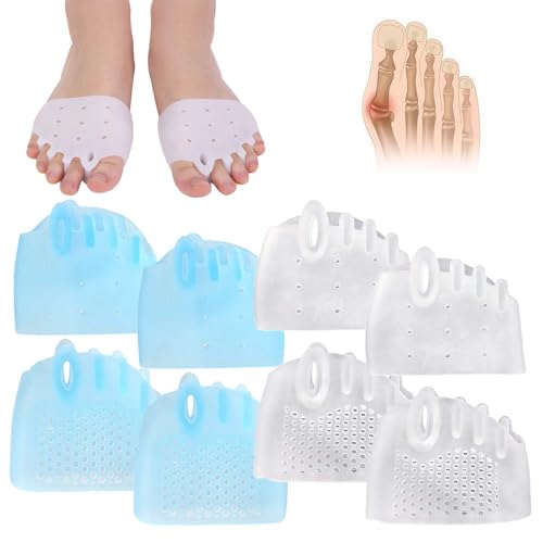 Hygger Bunion Corrector, 4 Pairs Hyggear Silicone Toe Separators for Women and Men, Hygear Toe Separators for Women, Hygger Toe Separators Breathable and Soft (2*blue+2*transparent)