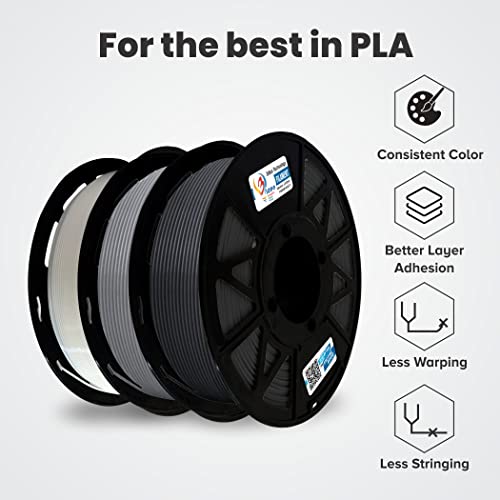 Image of 3Idea Premium PLA 1.75mm 3D Printer Filament Bundle | Dimensional Accuracy + /- 0.03mm (3KG Total, 1KG /Spool) | 3 Colors Combo (Black, White, Grey)