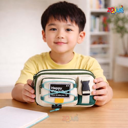 Image of Happy Every Day Pencil Pouch for School with Cute Panda Push Pull Eraser Set, Large Capacity Aesthetic Pencil Case, Multi-Compartment Pen Organizer for Kids Girls Students