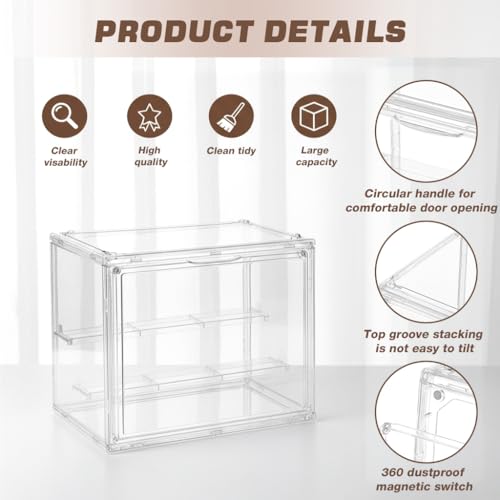 Image of HASTHIP Collectible Figures Display Box, 3-Tier Stepped Clear Display Box Acrylic Dust Box Desk Display Box Storage Case, 27x18x22cm