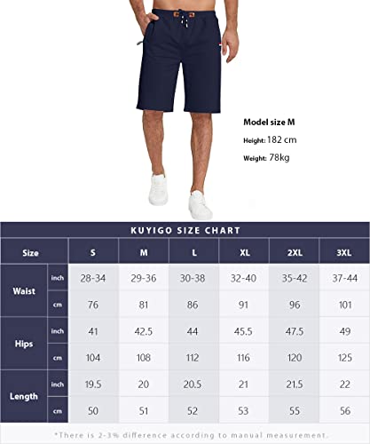 KUYIGO Men's Shorts Summer Casual Drawstring Light Sports Shorts Zipper Pockets Stretch Cotton Shorts S-3XL - Image 6