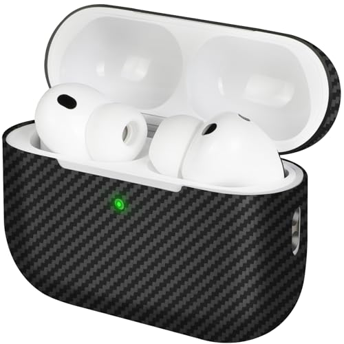 memumi Case for AirPods Pro 3 2025 Carbon Fiber Sturdy Durable Carbon Fiber 0.5 mm Thin Cover for AirPods Pro 3rd Generation Skin Case with Comfortable Grip Black/Gray