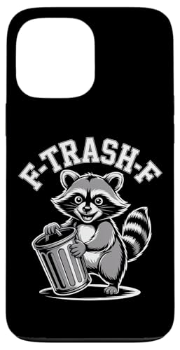 F-TRASH-F アライグマ ゴミ箱 皮肉 ユーモア 可愛い ミーム パロディ スマホケース iPhone 13 Pro Max 用