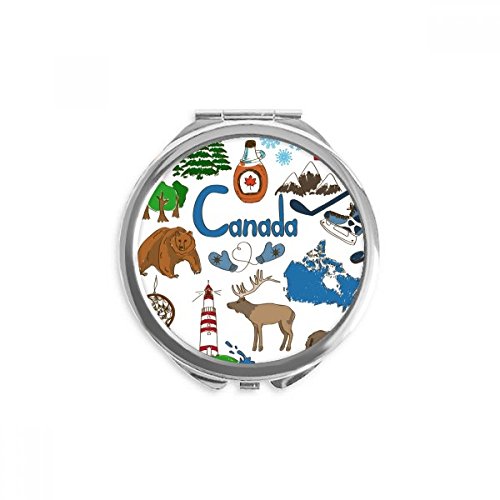 Canada Landscap Animals National Flag Hand Compact Mirror Round Portable Pocket Glass #TOP29