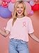 UYIQL in October We Wear Pink Shirt Women Breast Cancer Awareness Tshirt Pink Ribbon Support Squad Breast Cancer Outfits L