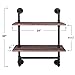 ALTAM Industrial Pipe Shelf with Towel Hanging Bar | Rustic 2 Shelving System for Pictures, Toiletries, Books, Home Decor | Heavy-Duty Metal, Vintage Fir Wood
