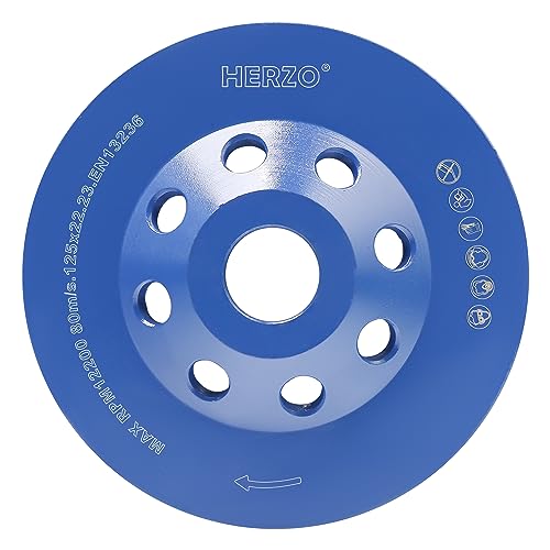HERZO Diamant Schleiftopf 125mm x 22,23mm für Beton, Naturstein, Fliesenkleber, Granit