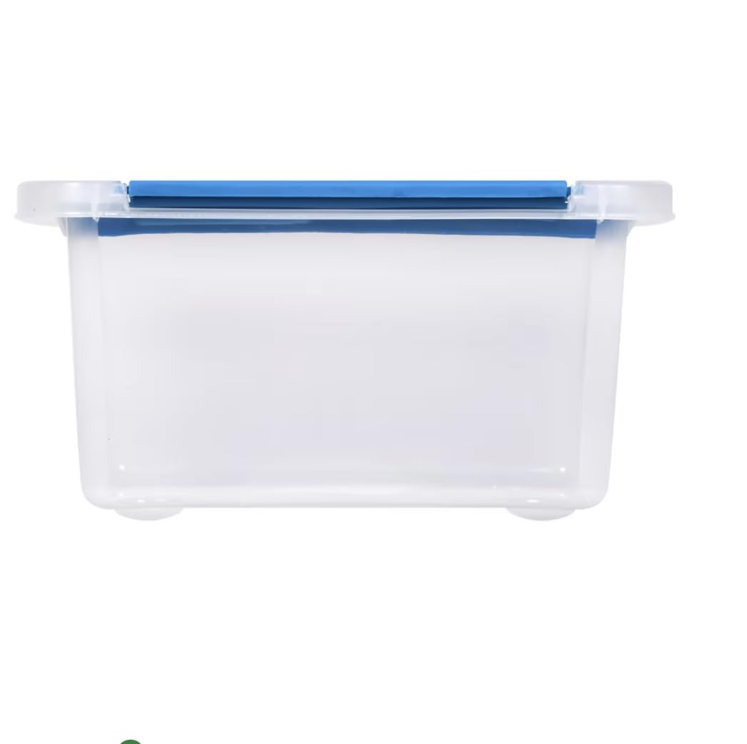 SOL MAR Clear Plastic Storage Boxes With Split Lids - 6 Pack Blue Organization Boxes For Closets & School