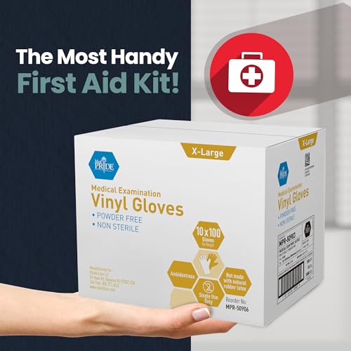Image of MED PRIDE Vinyl Exam Medical Gloves,Latex & Powder-Free,X-Large,1000-Count