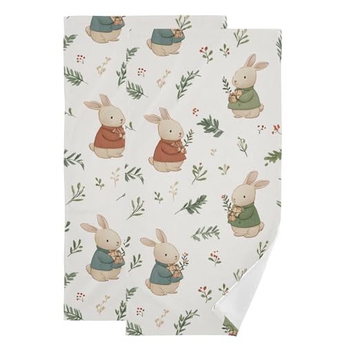 Toallas de mano de conejo de baño, absorbentes y decorativas en pack de 2 2