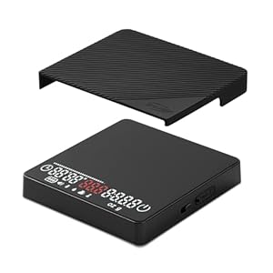 IKAPE Báscula de café expreso con temporizador, escala digital de alta precisión de 4.4 lbs/0.00 oz con alfombrilla de silicona, 4 modos en uno, pantalla LED, tara automática, para cocina, café