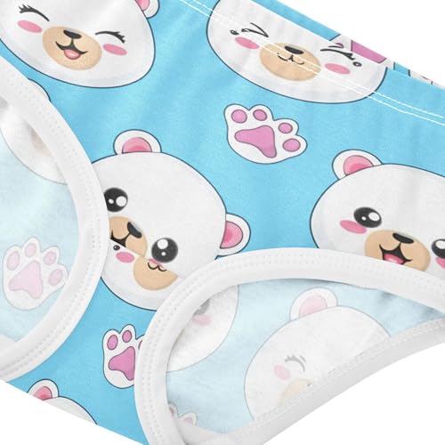Cute Cartoon White Bear Blue Girl Panties Cute Girls Underwear Toddlers Cotton Cartoon Underpants Briefs 2t4