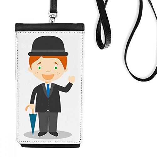 Porte-monnaie cadeau homme avec sac à main suspendu téléphone en cuir noir motif dessin animé