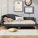 P PURLOVE Full Size Upholstered Daybed,Full Day Bed Frame Sofa Bed with Headboard and Armrest,Support Legs for Bedroom Living Room Guest Room,Gray