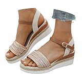 Sandalias de mujer con plataforma brillante con diamantes de imitación, zapatos de verano con tacón, zapatos de playa, sandalias romanas, elegantes, para el trabajo, informales, cómodas, transpirables