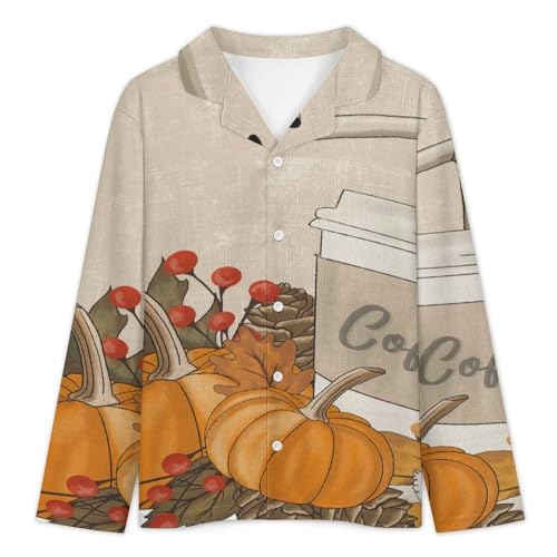 Autumn Pumpkin Pajamas Soft Milk Silk Clothes Party Sleepwear 2-Piece Long Sleeve Set 12-14Y3