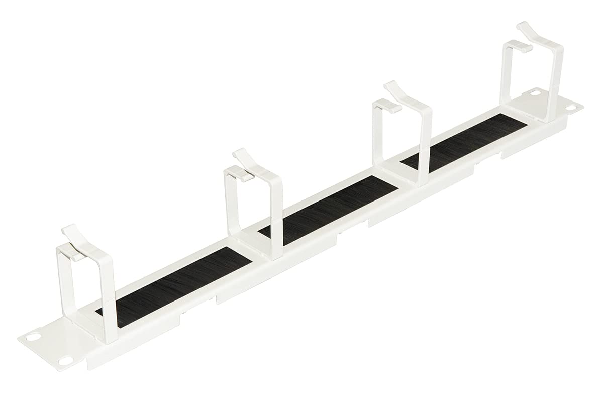 Listello Guidacavi Per Armadi 19" 1 Unita' 4 Anelli Con Foro Passaggio Cavi E Spazzola Antipolvere Colore Grigio In Metallo - 4
