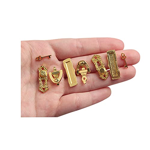 Acxico 2Pcs 1:12 Scale Mini House Miniature Door Plate, Knocker, Letter Box and Key