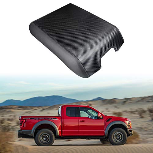 Center Console Cover Carbon Fiber Texture for Ford F150,2015-2021,Flow-Through Console Version,Waterproof Anti-Scratch Car Console Cover,F150 Center Console Armrest Protector Cover Your Console Lid