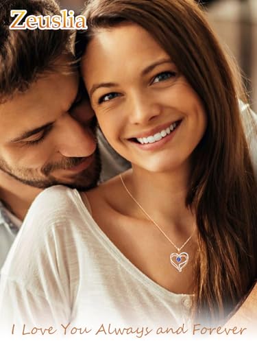 Birthday Gifts for Wife，925 Sterling Silver Birthstone Necklace，Swan/Snake Love Heart Jewelry for Women，Birthstone Heart Pendant Necklace Birthday Gifts for Her Adult Daughter Mom Sister4