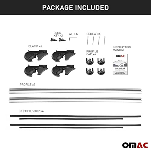 Omac Roof Rack Cross Bars & Roof Side Rails Car Rooftop, Black, Luggage Cargo Carrier Kayak Storage Set, Compatible With Mercedes Metris 2014 To 2023, #TOP6